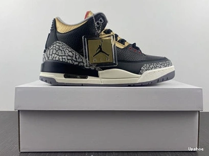Cement Jordan SoftTouch Retro 3 3832 Black CK9246- Gold 1029